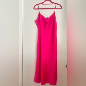 J. Crew Vibrant Pink Spaghetti Strap Midi Slip Dress